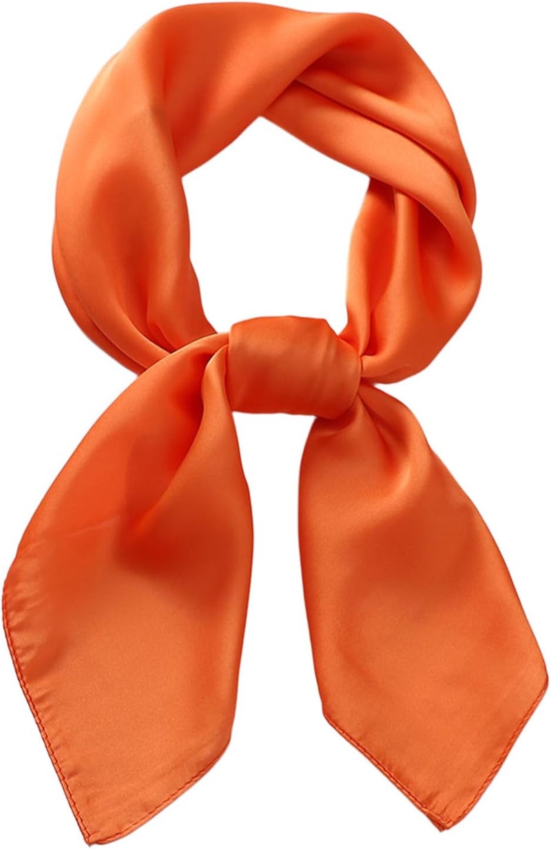 Chung Women's Square Satin Scarf 27.5" Bandanas Solid 50s Retro Neck Scarves Emulation Silk Handbag Hair Ribbons Necktie - Image 1